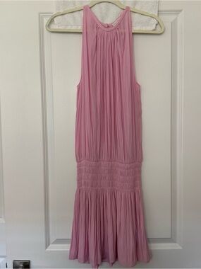 Ramy Brook Pink Pleated Sleeveless Dress